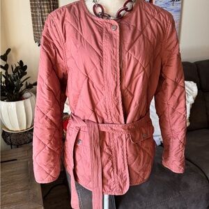 LOFT Quilted Coral Jacket with Belt